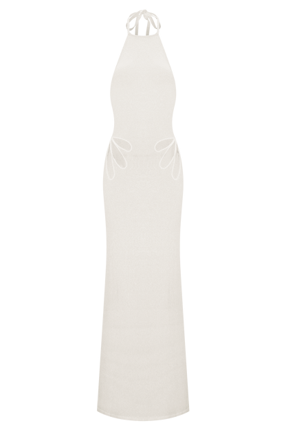 Brock Knit Halter Maxi Dress - White