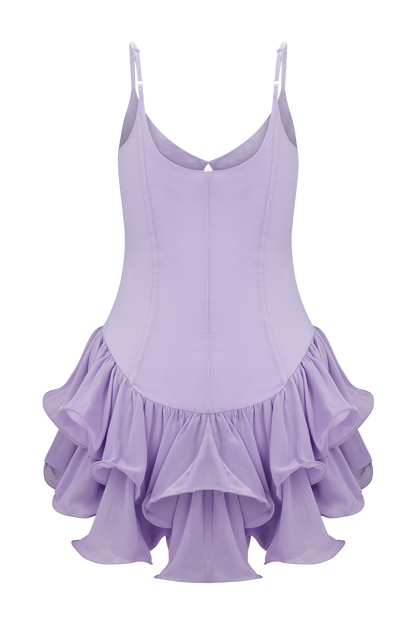 Calantha Ruffle Mesh Mini Dress - Lilac