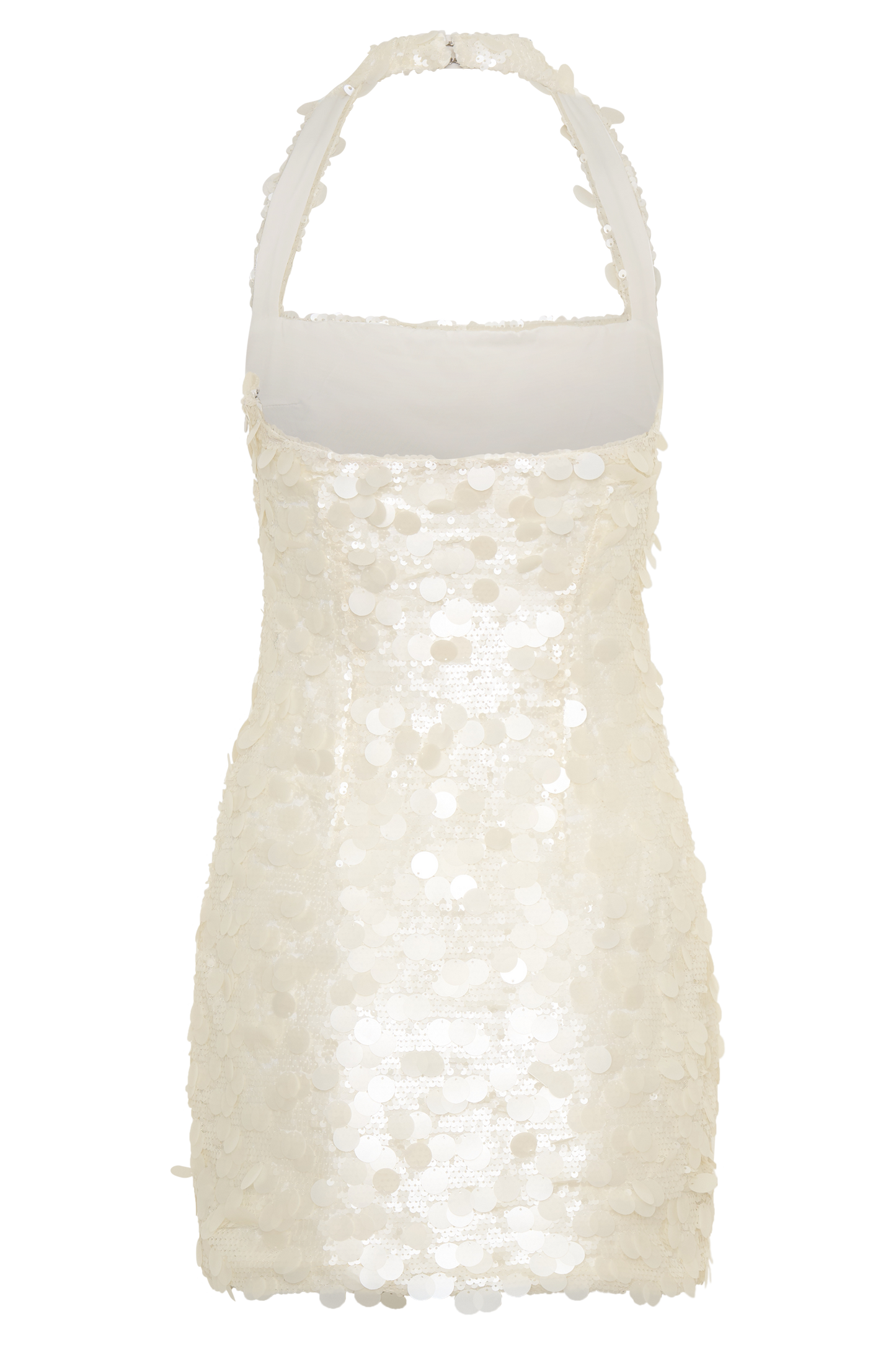 Caralee Payetli Halter Mini Elbise - Krem
