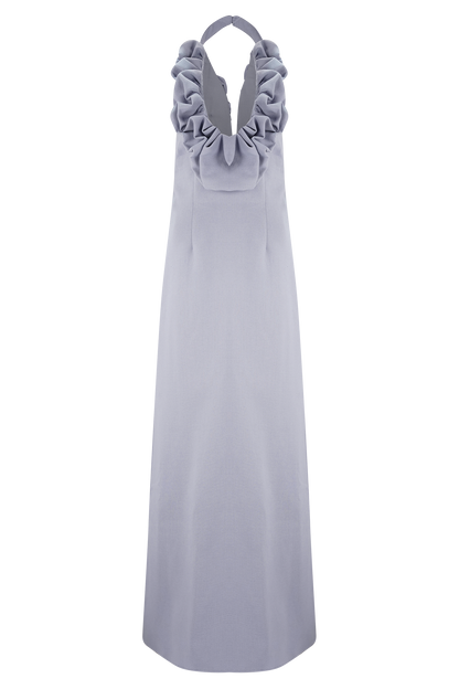 Carolyn Linen Bubble Maxi Dress - Misty Blue