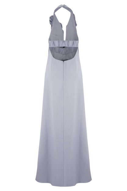 Carolyn Linen Bubble Maxi Dress - Misty Blue