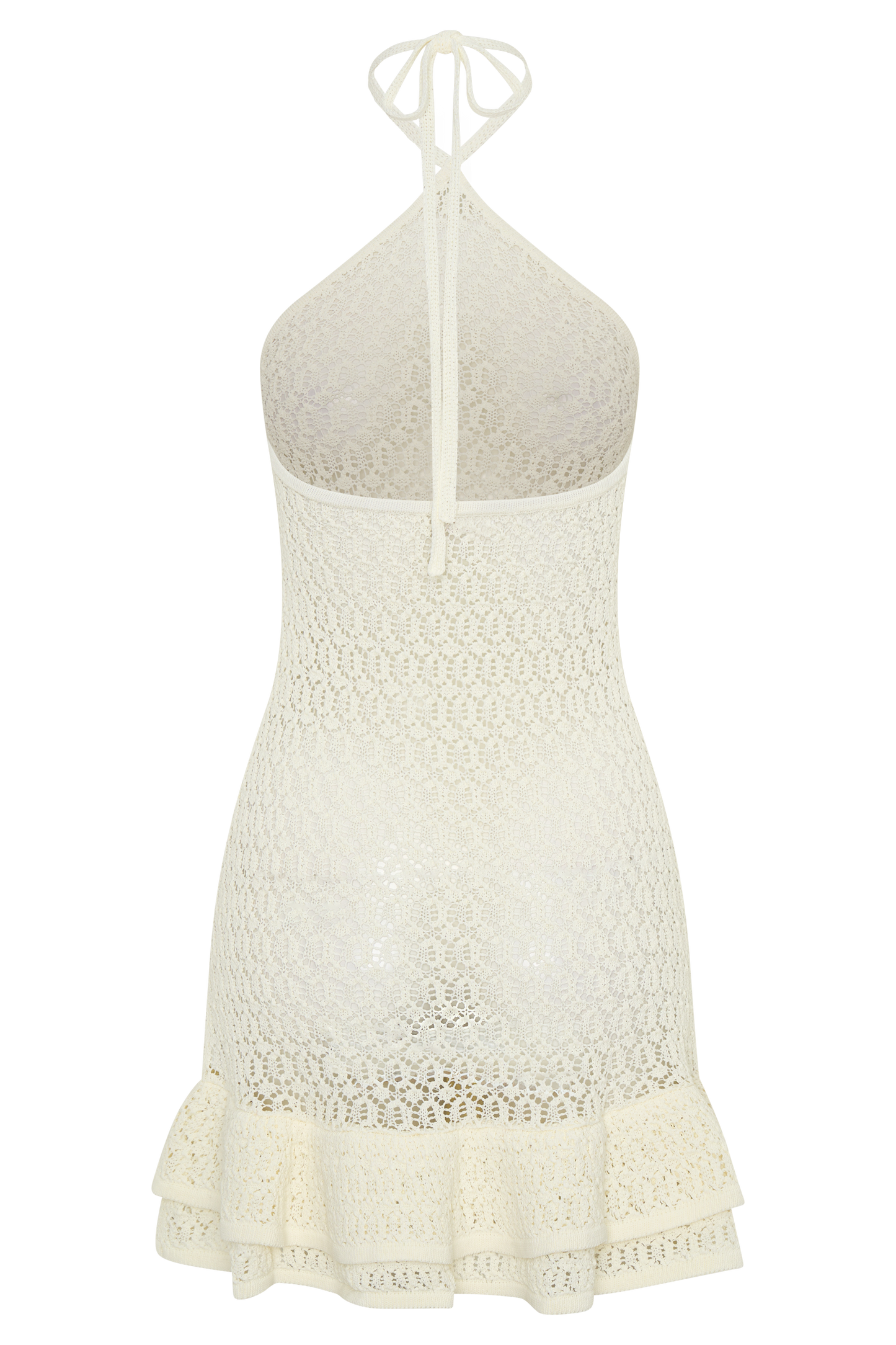 Carrisa Kroşe Örgü Mini Elbise - Beyaz