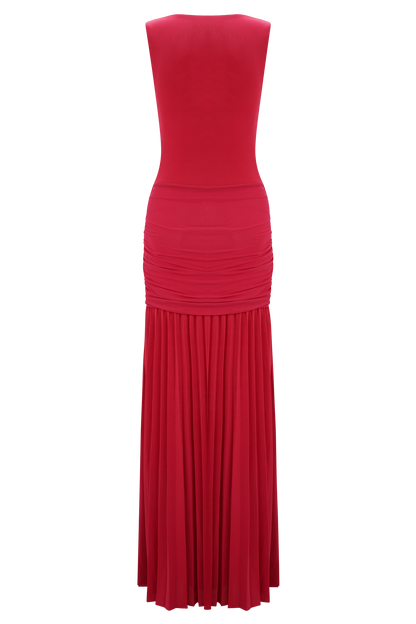 Dania Cowl Neck Slinky Maxi Dress - Fuchsia Pink