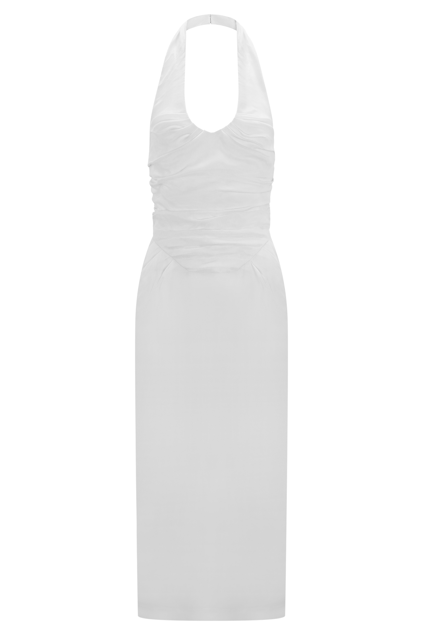 Daniela Büzgülü Halter Midi Elbise - Beyaz