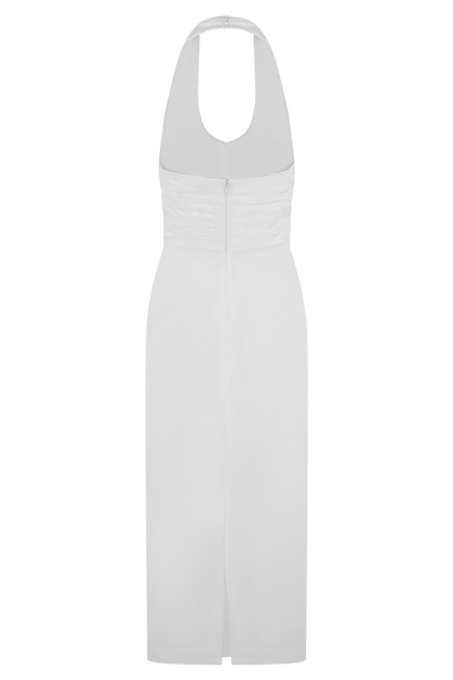 Daniela Büzgülü Halter Midi Elbise - Beyaz
