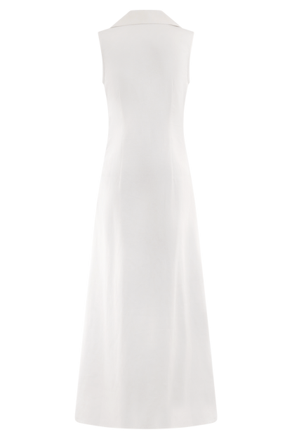 Dante Ruched Linen Midi Dress - White