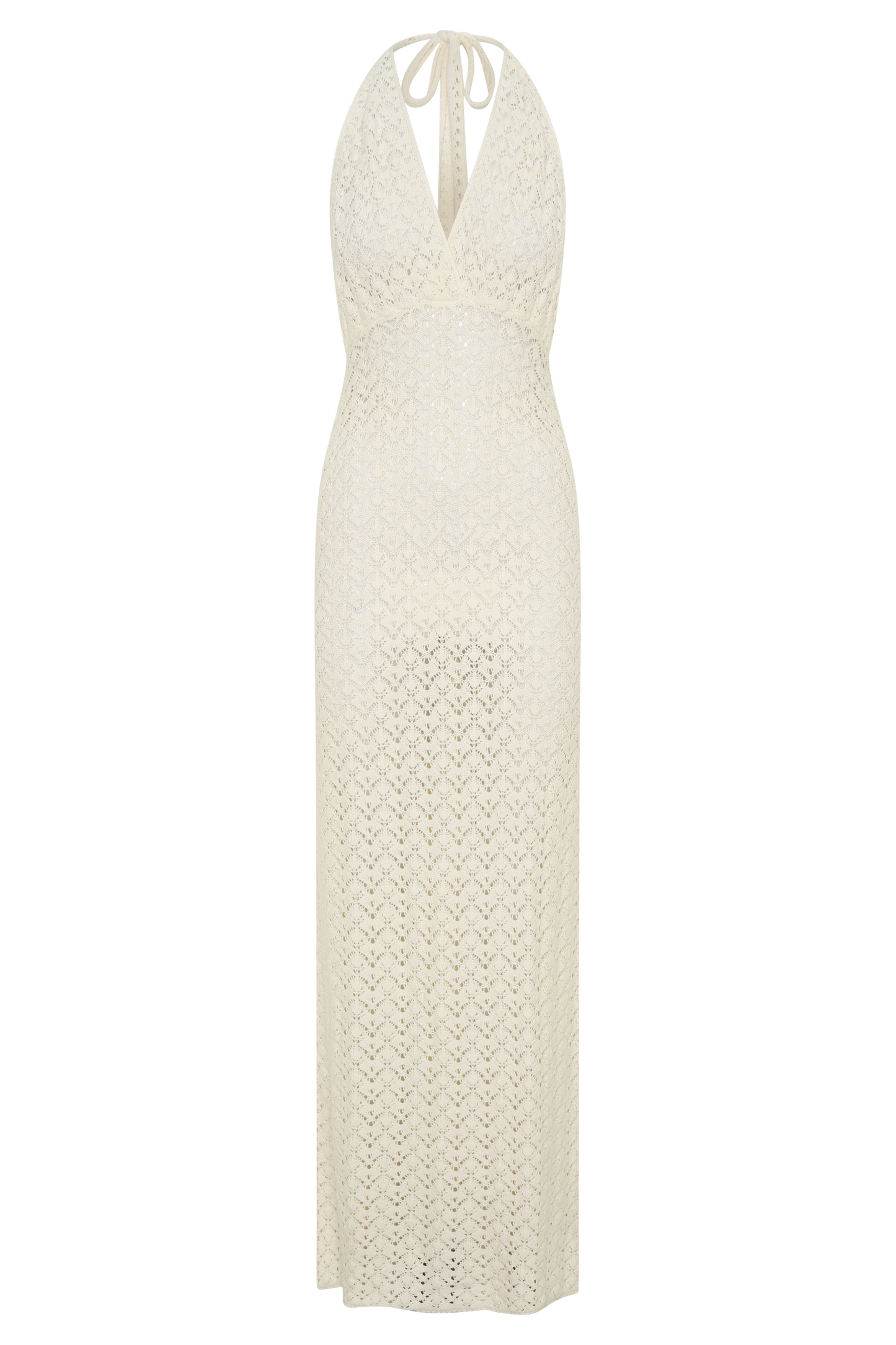 Deeliah Halterneck Tığ İşleme Maxi Elbise - Krem