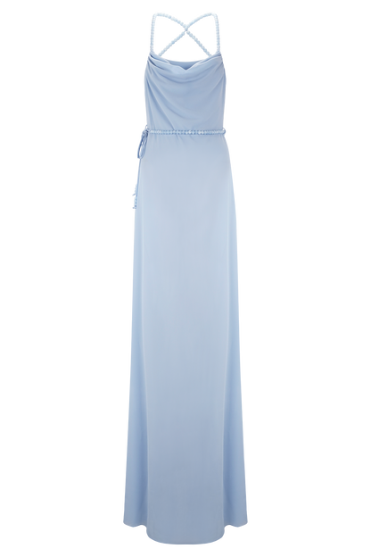 Elaine Chiffon Beaded Maxi Dress - Sky Blue
