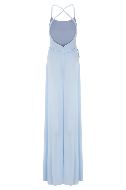 Elaine Chiffon Beaded Maxi Dress - Sky Blue