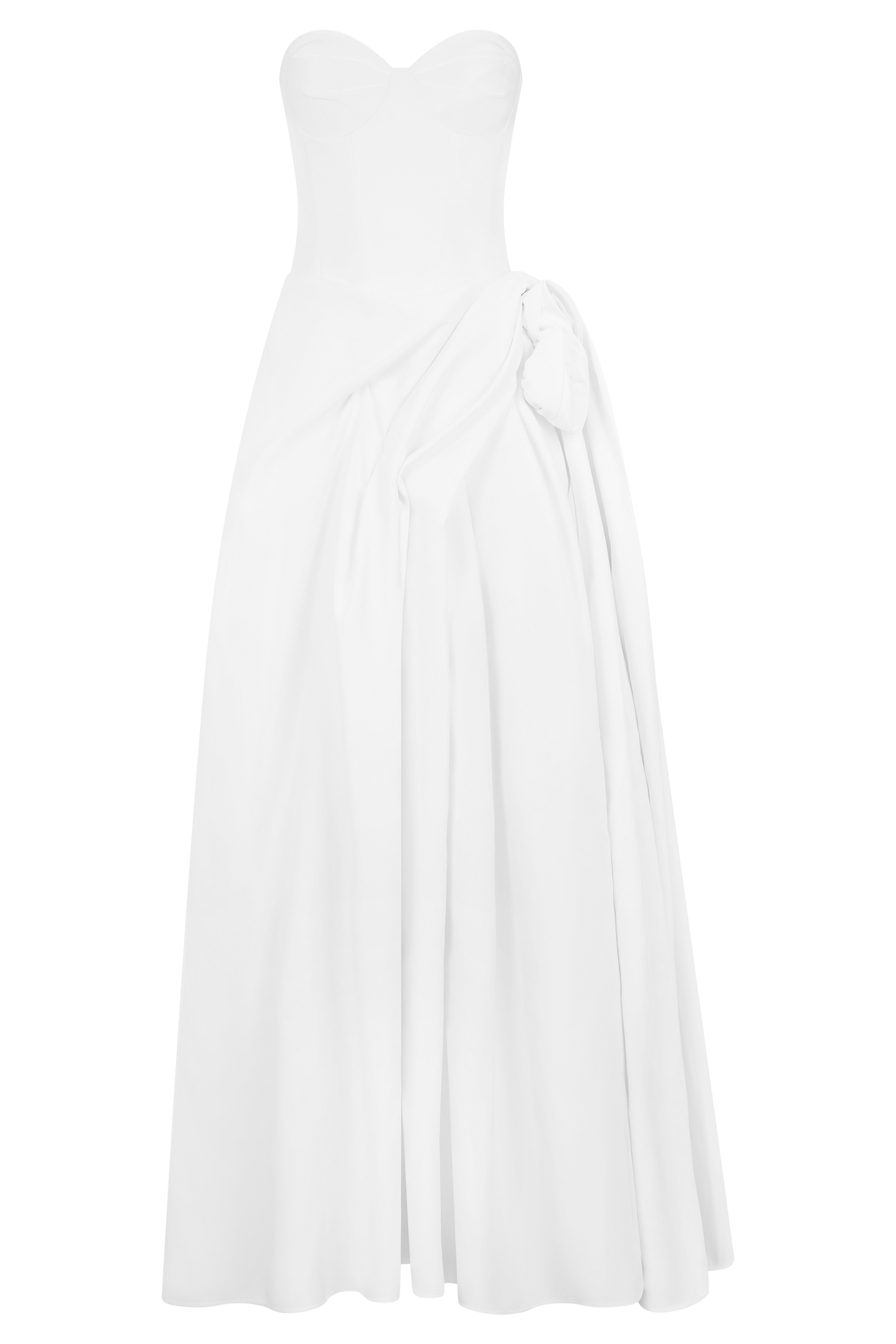 Elizabeth Straplez Korse Maxi Elbise - Beyaz