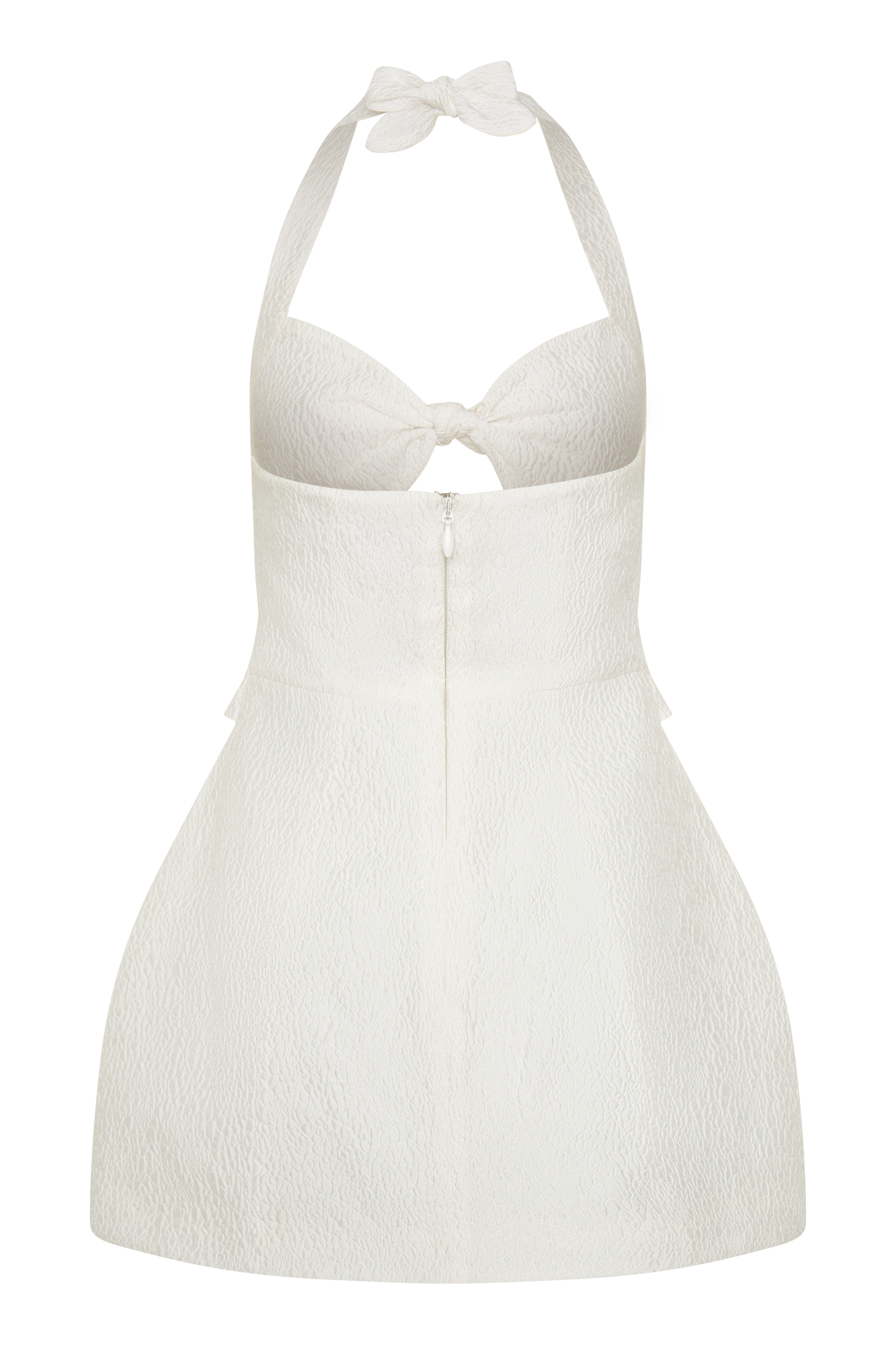 Ella Fiyonk Detaylı Halter Mini Elbise - Beyaz
