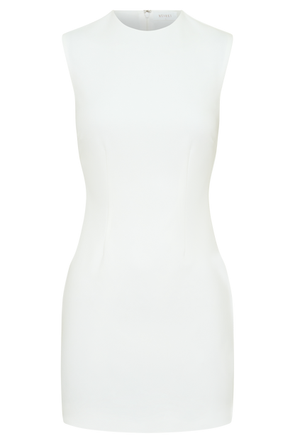 Fion Sleeveless Stretch Crepe Mini Dress - White