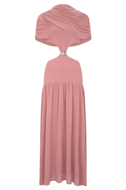 Georgina Chiffon Midi Dress - Burnt Rose