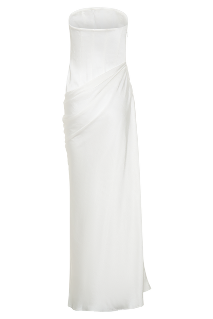 Grace Strapless Draped Waist Maxi Dress - Ivory