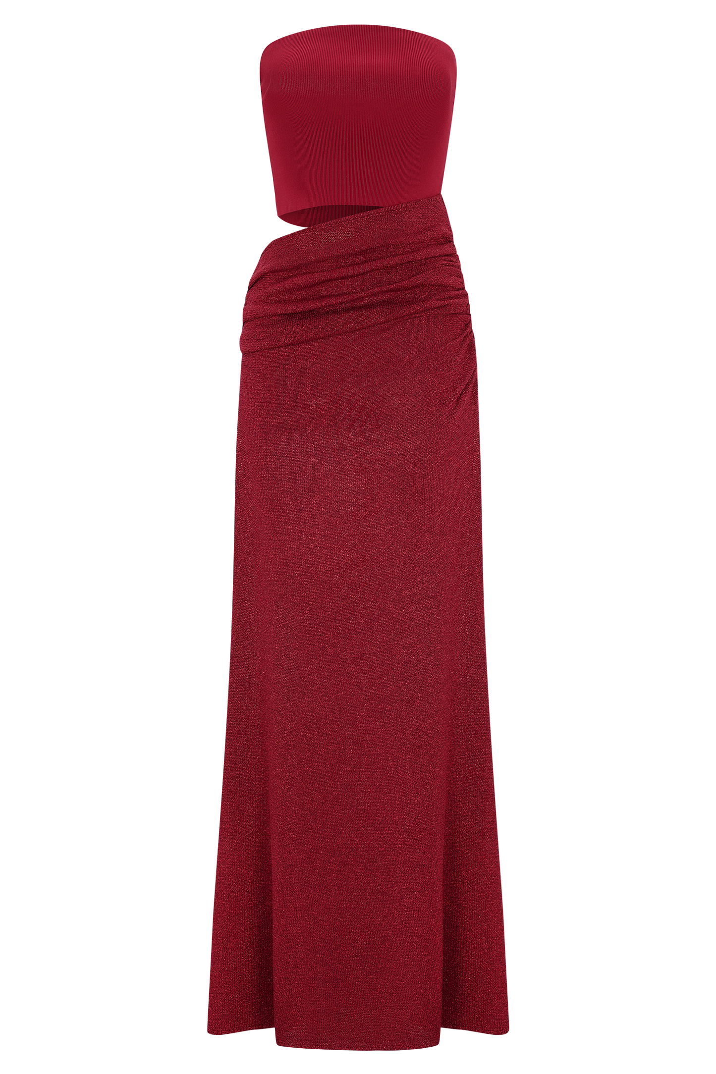 Jasiel Strapless Örgü Maksi Elbise - Kırmızı