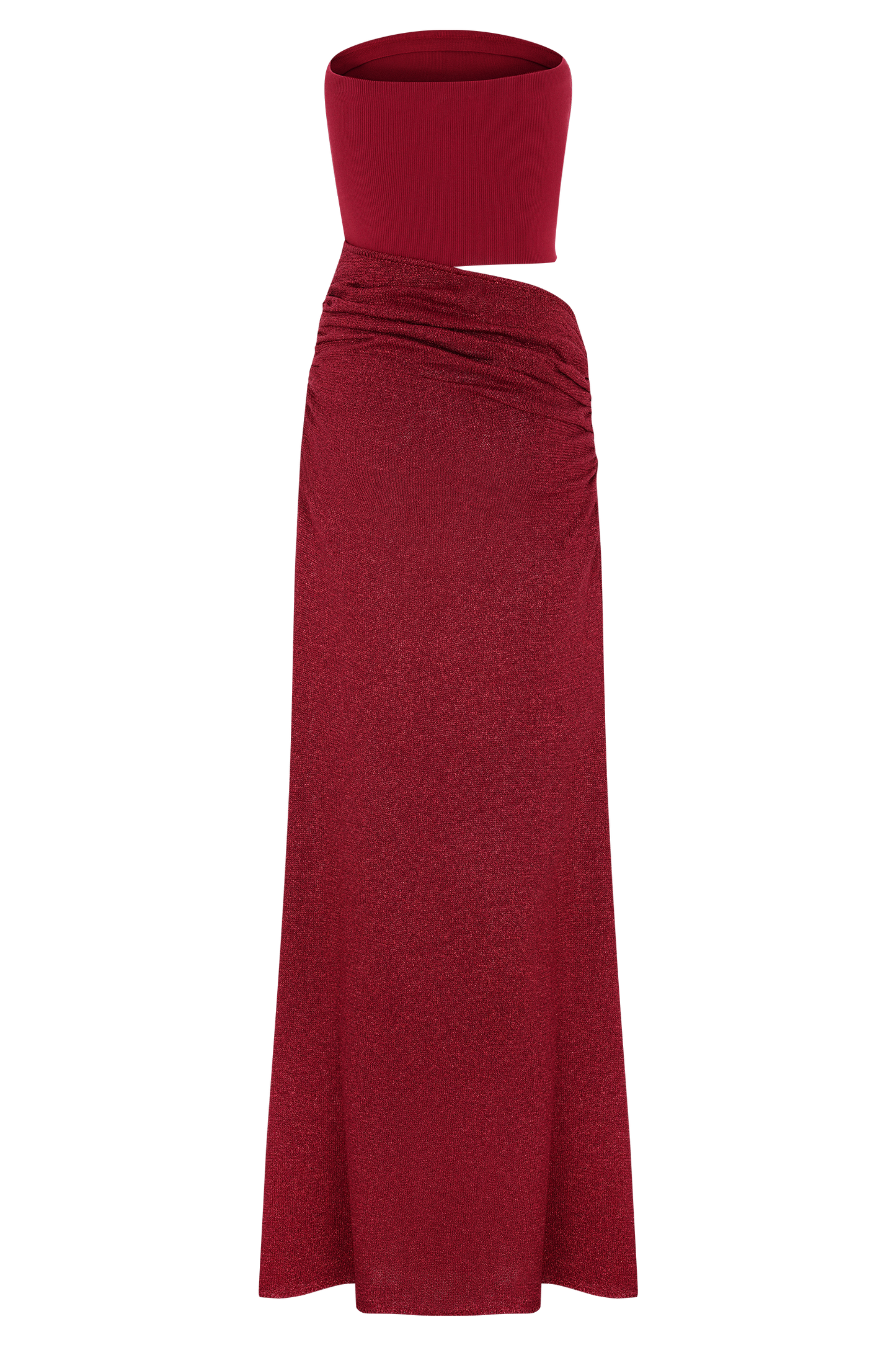 Jasiel Strapless Örgü Maksi Elbise - Kırmızı
