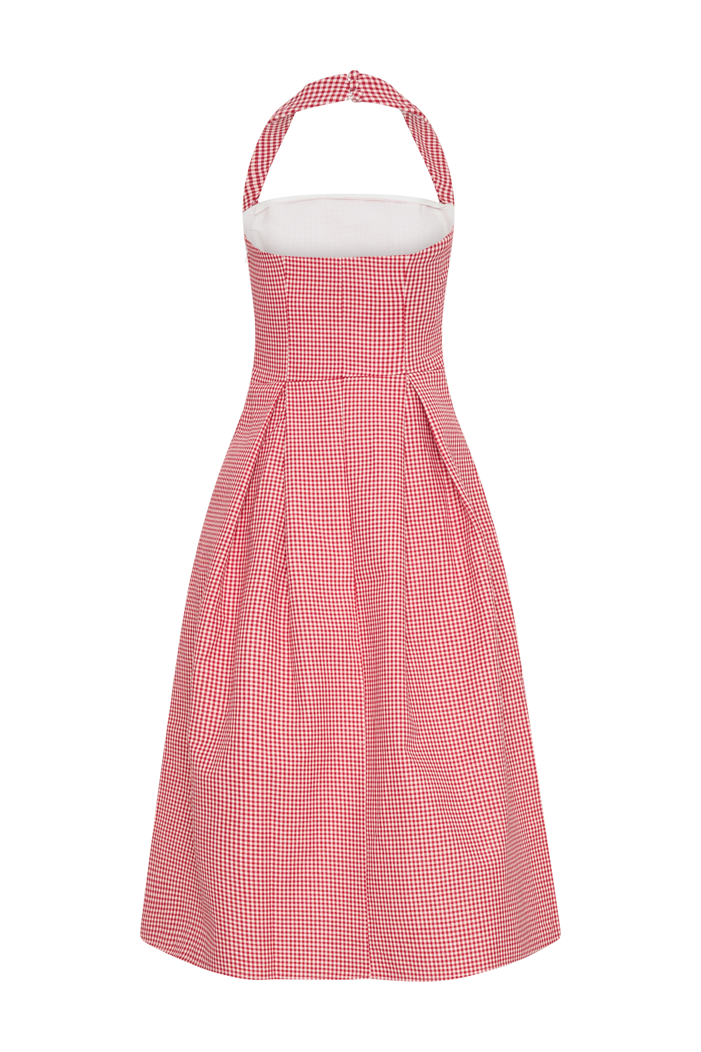 Juana Halter Midi Elbise - Kırmızı Ekose