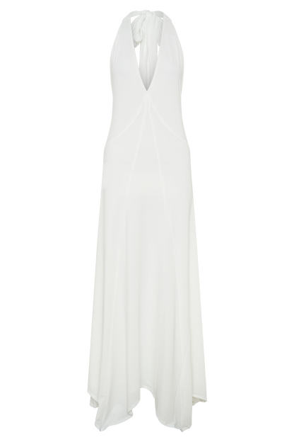 Juliet Slinky Maxi Dress With Scarf - White