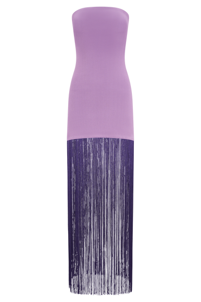 Koah Fringe Bandage Knit Maxi Dress - Purple