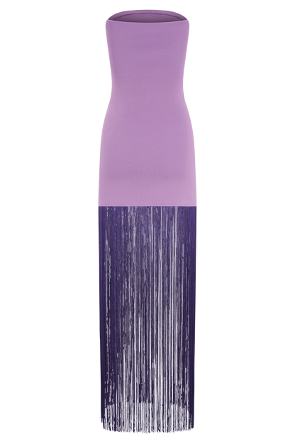 Koah Fringe Bandage Knit Maxi Dress - Purple