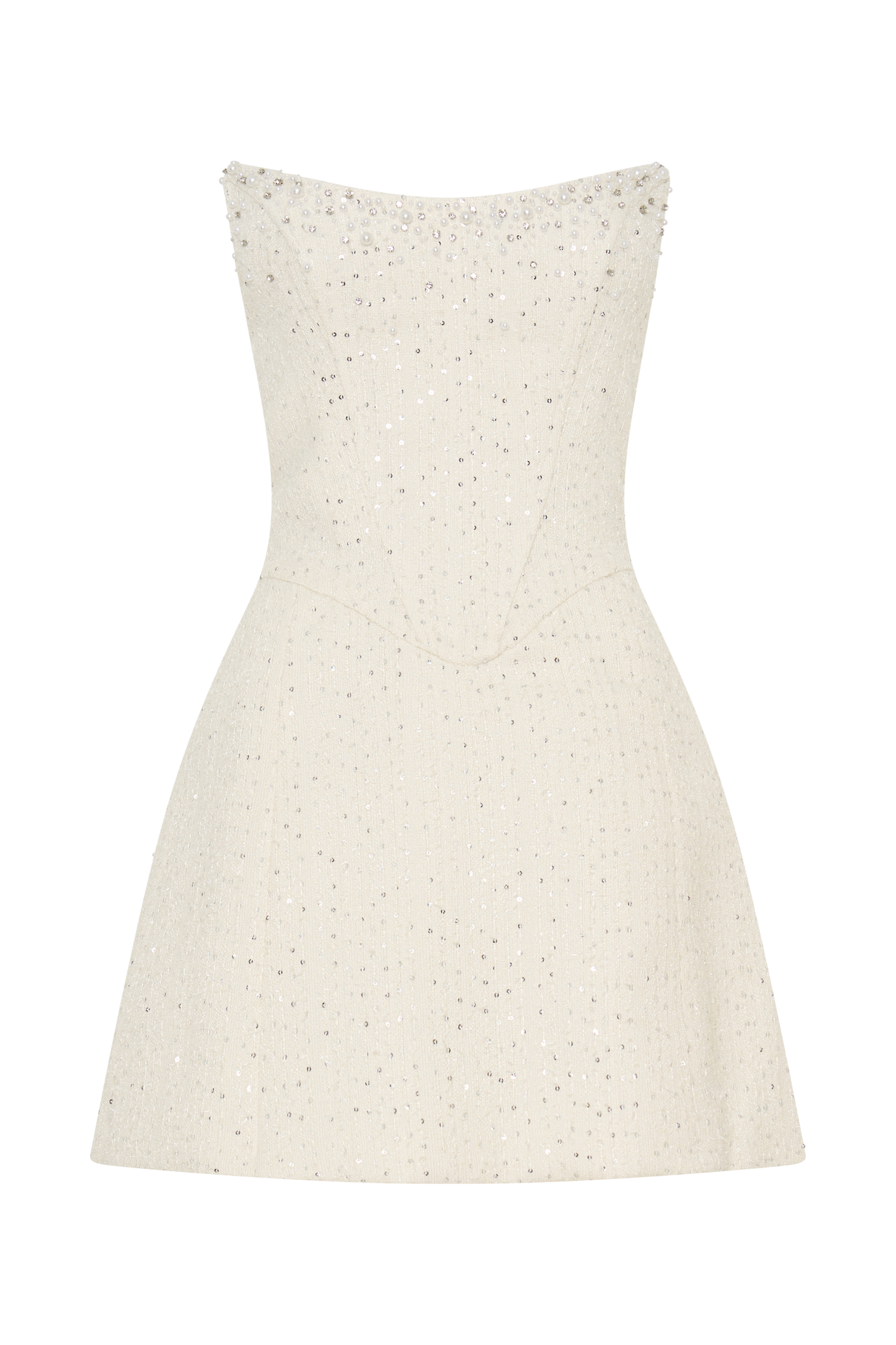 Lorrie Tüvit Korse Mini Elbise - Beyaz