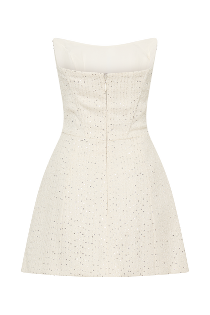 Lorrie Tüvit Korse Mini Elbise - Beyaz