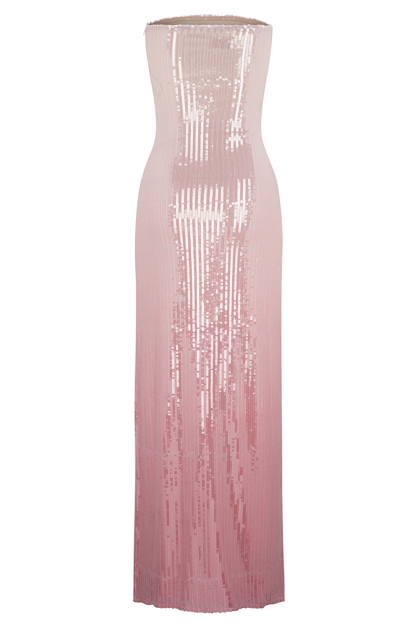 Miranda Strapless Payetli Maksi Elbise - Ombre Pembe