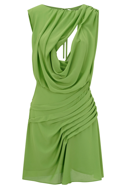 Oria Şifon Mini Elbise - Yeşil