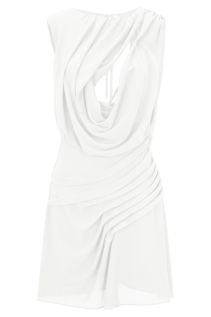 Oria Şifon Mini Elbise - Beyaz