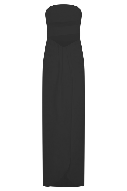 Paulina Cut Out Strapless Maxi Dress - Black