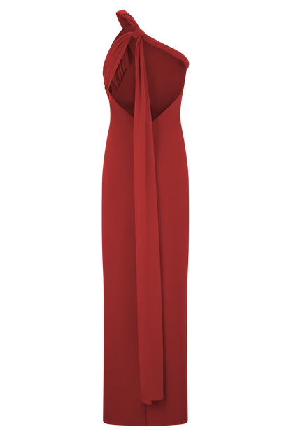 Philippa Knotted Crepe Maxi Dress - Ruby
