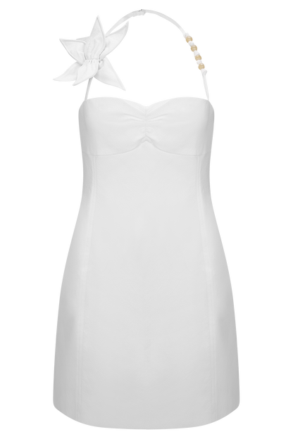 Reyes Cotton Floral Mini Dress - White