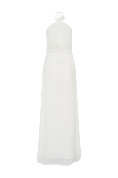 Rosalia Cowl Neck Maksi Elbise - Beyaz