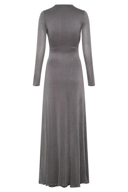 Scarlet Lurex Cowl Maxi Dress - Silver