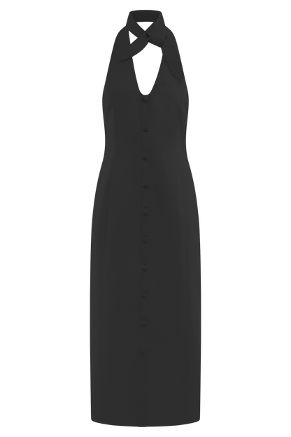 Simona Halter Boyunluk Midi Elbise - Siyah