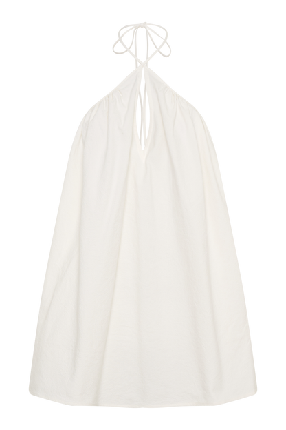 Sonja Keyhole Halter Cotton Mini Dress - White