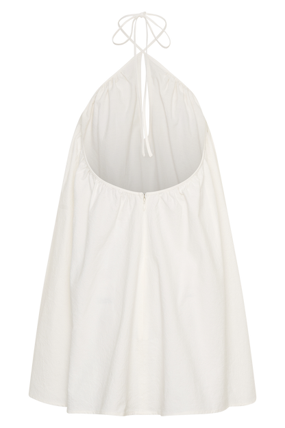 Sonja Keyhole Halter Cotton Mini Dress - White
