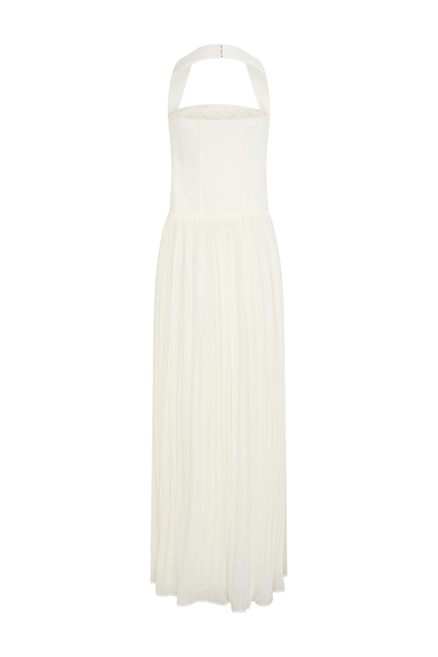 Stacie Pileli Halter Maxi Elbise - Krem