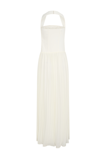 Stacie Pileli Halter Maxi Elbise - Krem