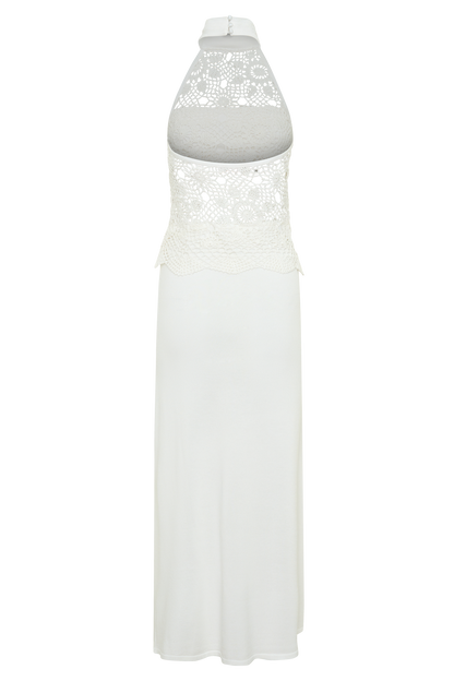 Tessie Knit & Crochet Maxi Dress - Ivory