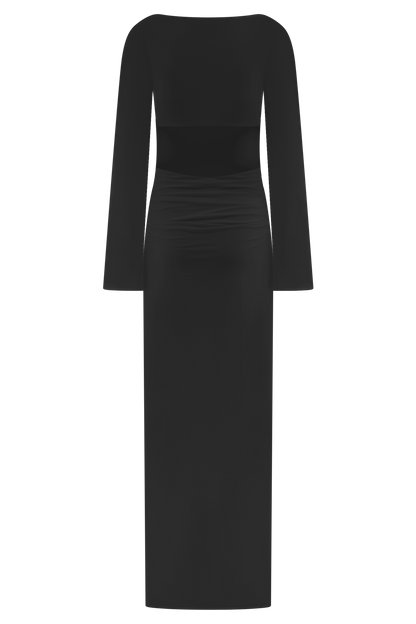 Vienna Slinky Cut Out Maxi Dress - Black