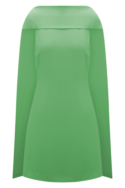 Wynter Eşarp Drapeli Mini Elbise - Yeşil
