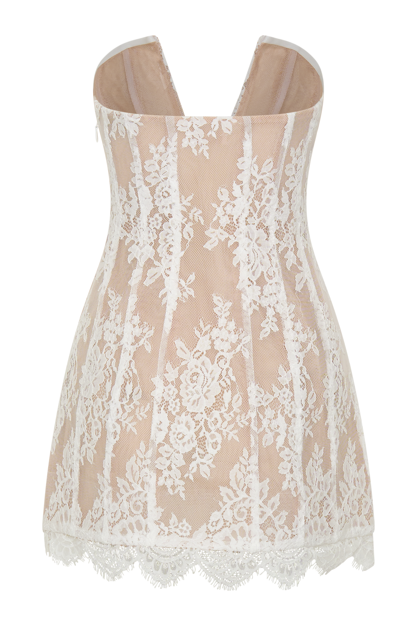 Zoey Dantel Korse Mini Elbise - Krem