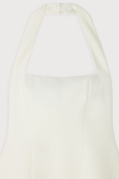 Cotton Mix Halter Midi Dress
