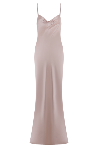 Lilly Sweetheart Satin Maxi Dress - Soft Pink