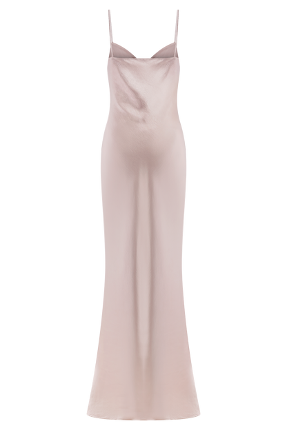 Lilly Sweetheart Satin Maxi Dress - Soft Pink