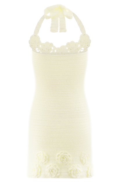 Liyah Floral Hand Crochet Mini Dress - Ivory
