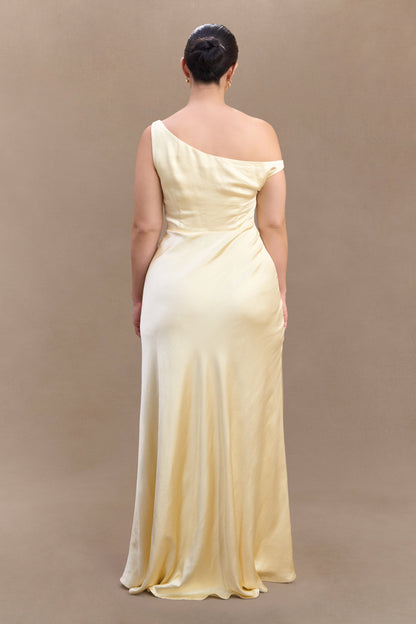 Jacinta One Shoulder Maxi Dress - Pastel Lemon