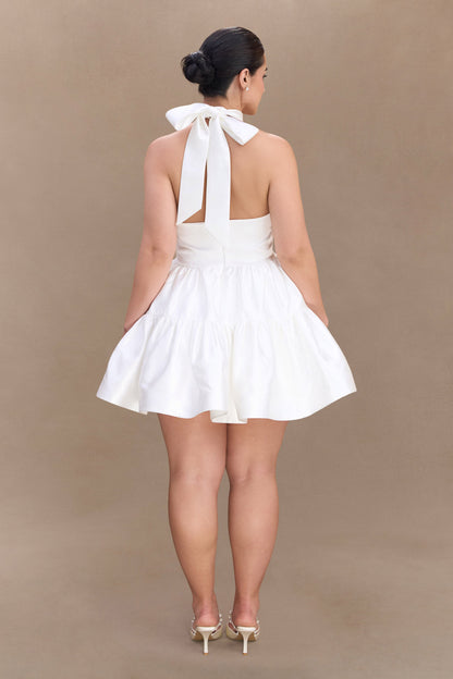 Dorota Saten Halter Mini Elbise - Beyaz