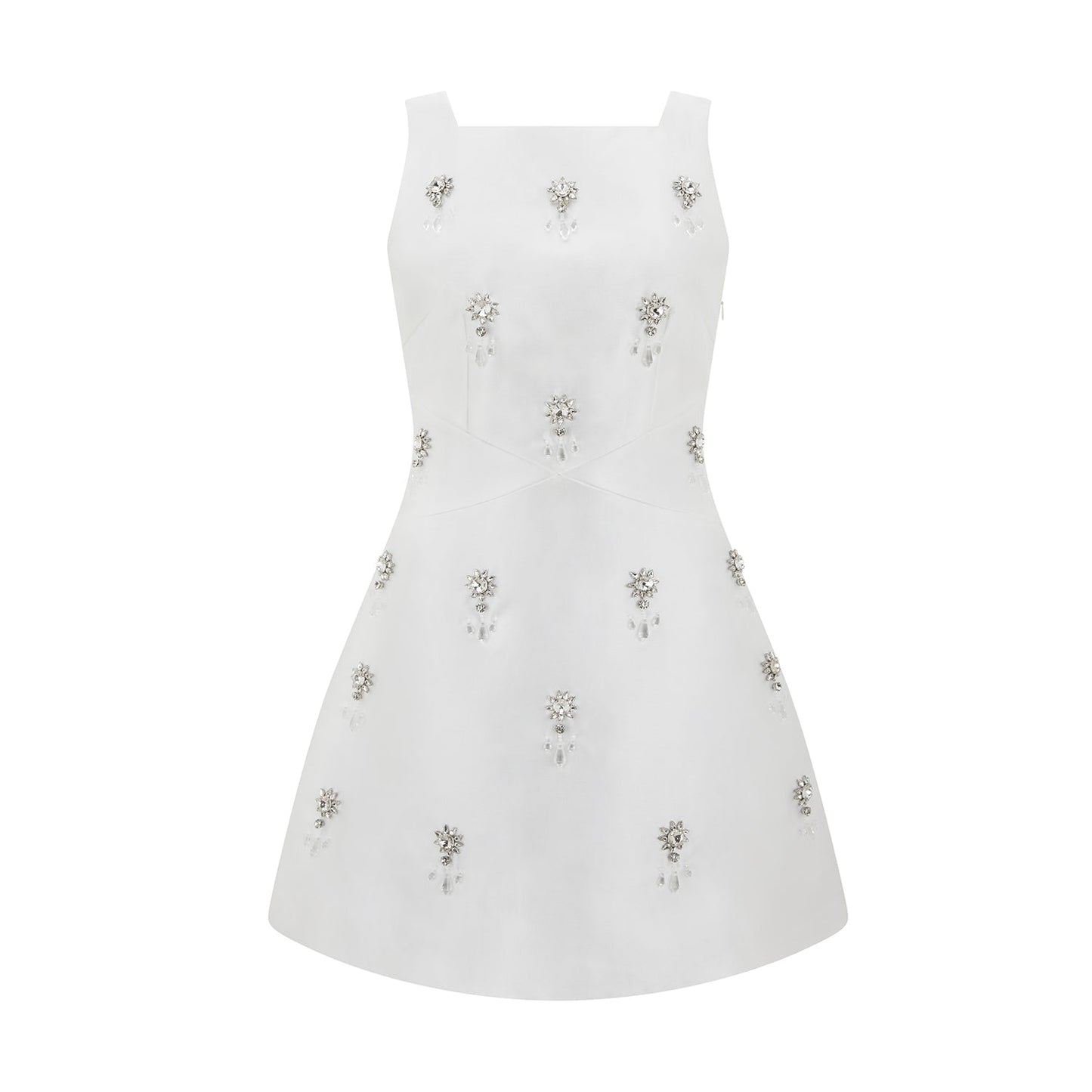 V-Back Satin Crystal Mini Dress
